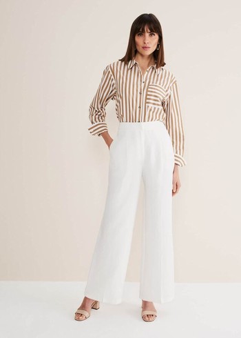 Phase Eight Bianca Wide Legs Trousers White USA | 6749238-LT